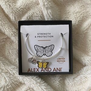 NWT Alex & Ani Orange Sulphur Butterfly limited edition shiny silver bangle